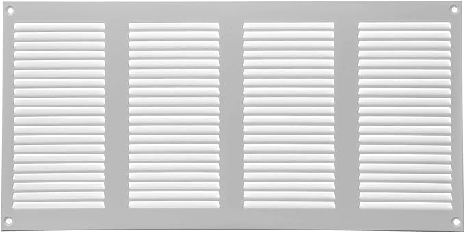 Repa Market Air Vent Cover 16x8 Inch (Outer Dimensions) White Galvanized Steel Louvered Grill Cover with Mesh Screen/Wall or Ceiling Vent/HVAC Register for Indoor and Outdoor Ventilation