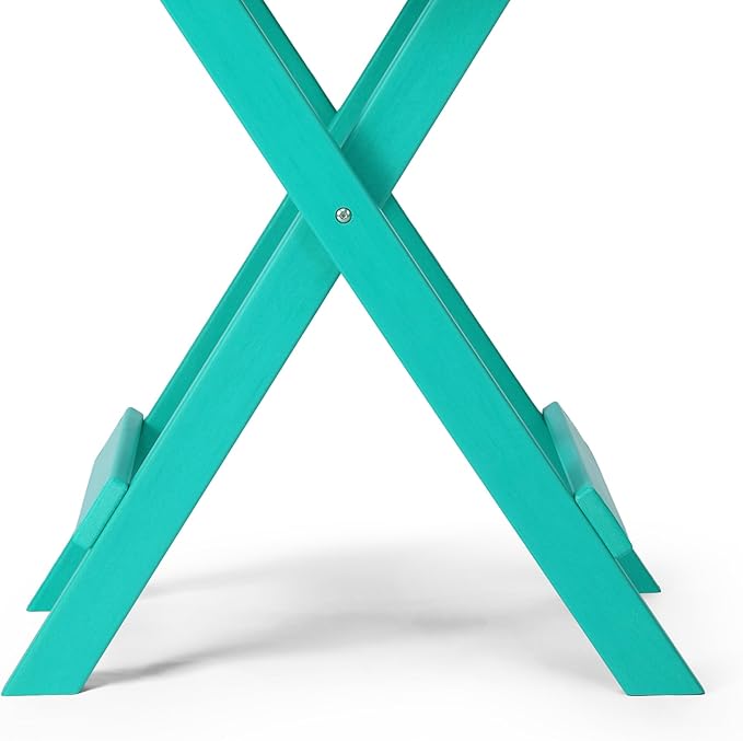 Costaelm Paradise HDPE Outdoor 24.5 Inch Round Portable Folding Patio Dining Table, Turquoise