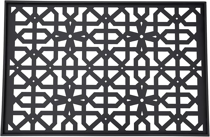 75" H×35" W Decorative Outdoor Privacy Screen with Stand, Outdoor Decor Privacy Fence Screen Metal Fence Panels, Free Standing Metal Divider for Patio Lawn Deck (Black-Knot)