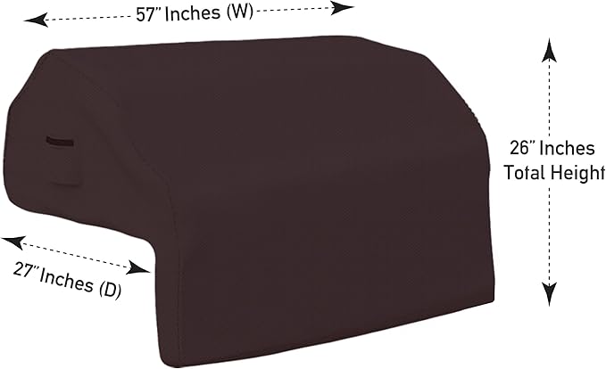 Covers & all Built-in Outdoor Grill Cover, Durable 12 Oz Waterproof Cover Max Material with Air Pocket & Elastic for Snug Fit (57" W x 27" D x 26" H Inches, Coffee)
