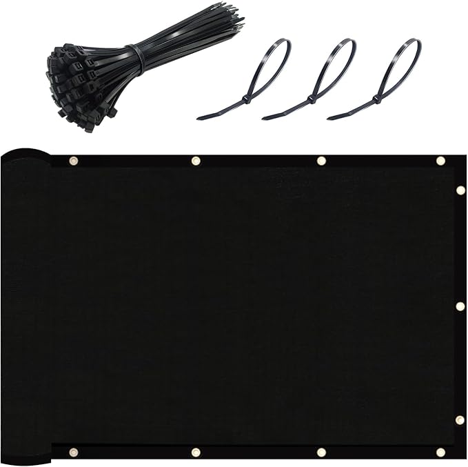 UPGRADE Privacy Fence Screen 6'x10' Black Outdoor 90% Visibility Blockage 170 GSM Mesh Shade Cover Panels for Backyard,Balcony,Home Decoration with Zip Ties,Customized Avaliable