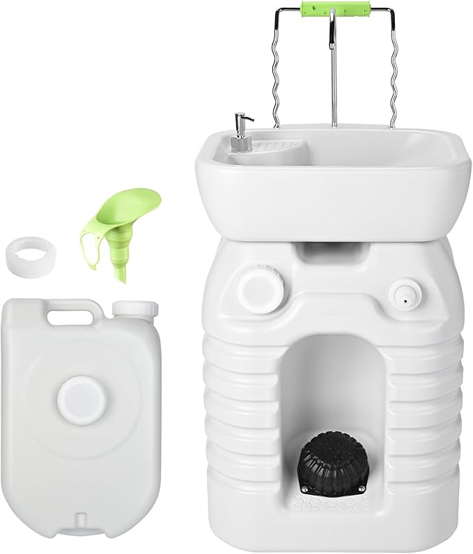 Yescom 45L Portable Sink Hand Wash Station with Foot Pump & Wheel 12Gallon Camping Sink with Soap Dispenser for Washing Hands, Fruits Ideal for RV Travel Outdoor Picnic Barbecue Party Food Booth