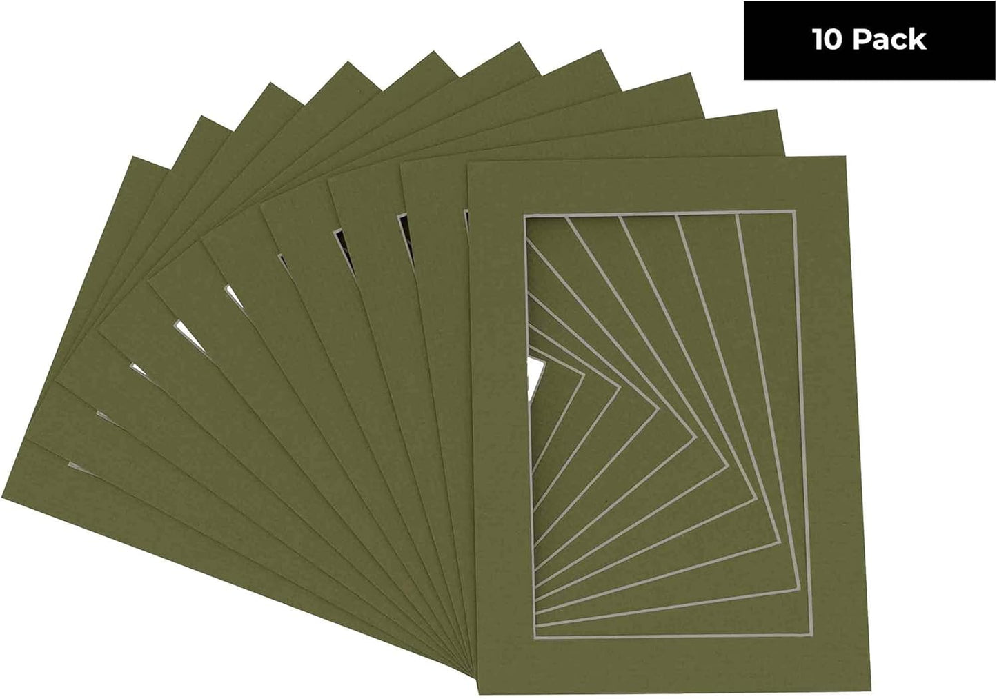 11x14 Mat for 8.5x11 Photo - Precut Dill Green Picture Matboard for Frames 11 x 14 Inches - Bevel Cut to Display Art 8.5 x 11 Inches - Acid Free Pack of 10 MATS with Backing Boards & Clear Bags