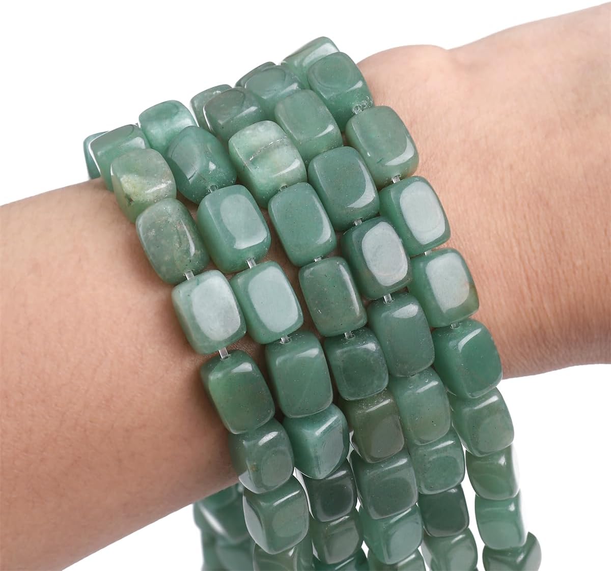 Natural Green Aventurine Cuboid Stone Loose Semi Gemstone Beads for Jewelry Making 8mmx12mm 38cm/Strand