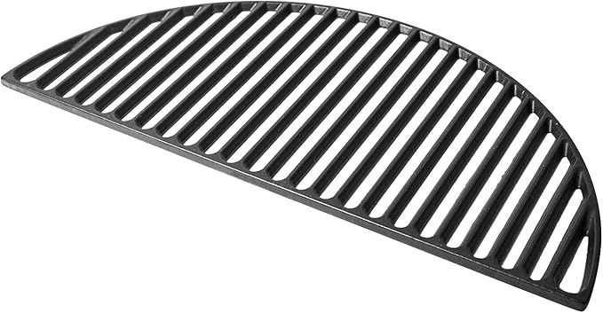Kamado Joe Durable Half-Moon Cast Iron Cooking Grate with Grill Grate Lifter for Classic Joe 18-inch Charcoal Grill and Smokers in Black, Model KJ-HCICG