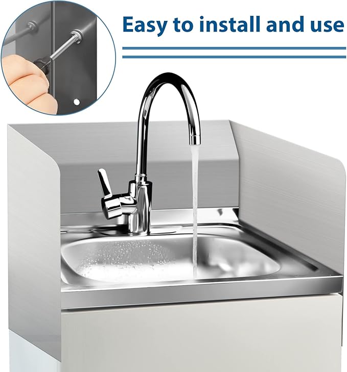 Therwen 2 Pcs Stainless Steel Side Splash Guard for Kitchen Sink 17 x 12 Inch Wall Mount Guard with Screws Commercial Restaurant Bar Hand Wash Sink and Compartment Prep Splash Protector Supply