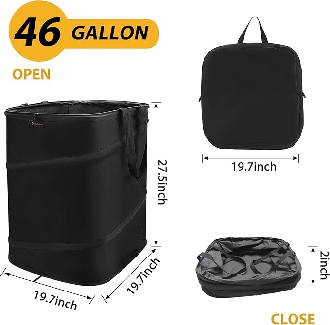YUDI & GARDEN 46 Gallon Square Collapsible Yard Waste Bin, Collapsible Trash Can, Camping Trash Can - for Collecting Weeds or Leaf or Yard and Party Waste