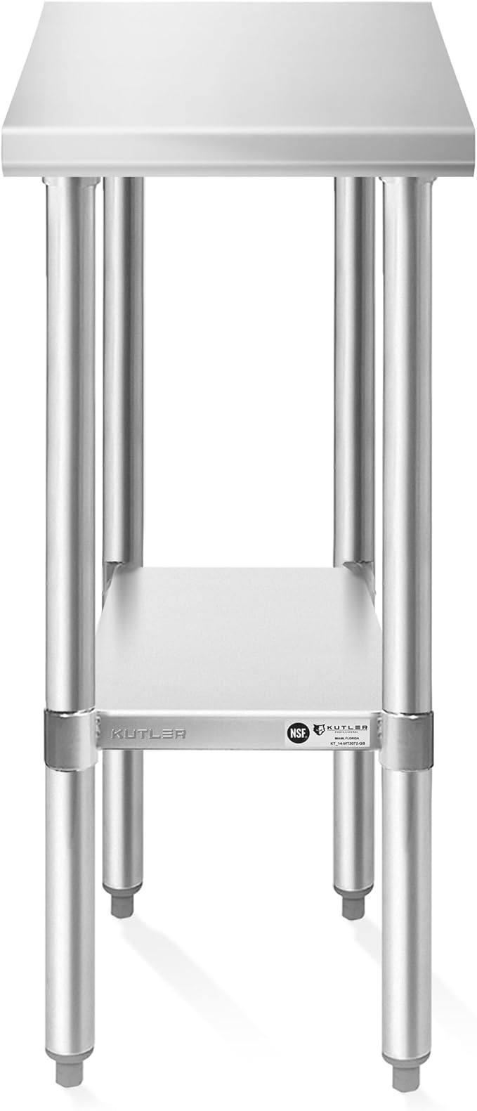 KUTLER Stainless Steel Table 30 x 12 Inches, NSF Heavy Duty Commercial Kitchen Prep and Work Table with Undershelf for Restaurant, Hotel, Home