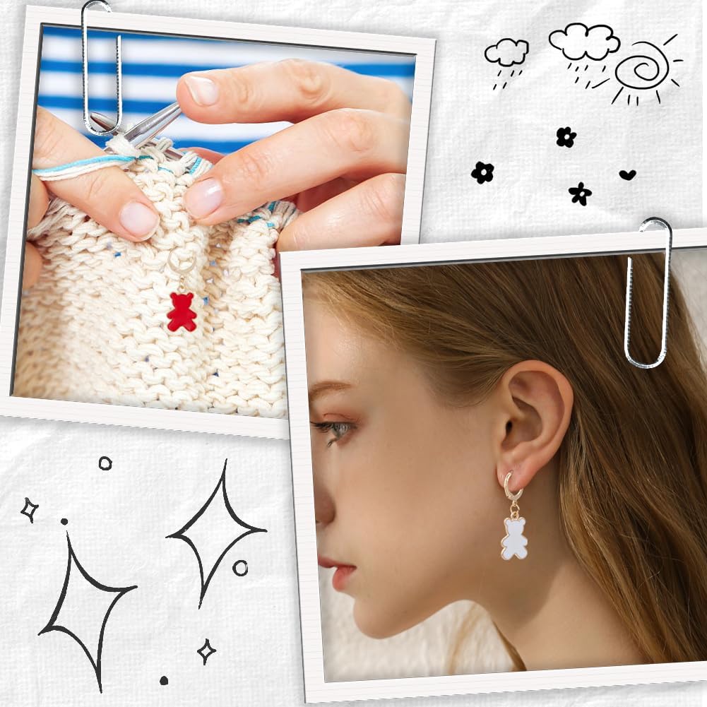 SUNNYCLUE 1 Box 14pcs Crochet Stitch Marker Stitch Markers Knitting Bear Stitch Marker Charms Animals Leverback Enmamel Cute Stitch Marker for Knitting Weaving Sewing Needleworks DIY Craft Supplies