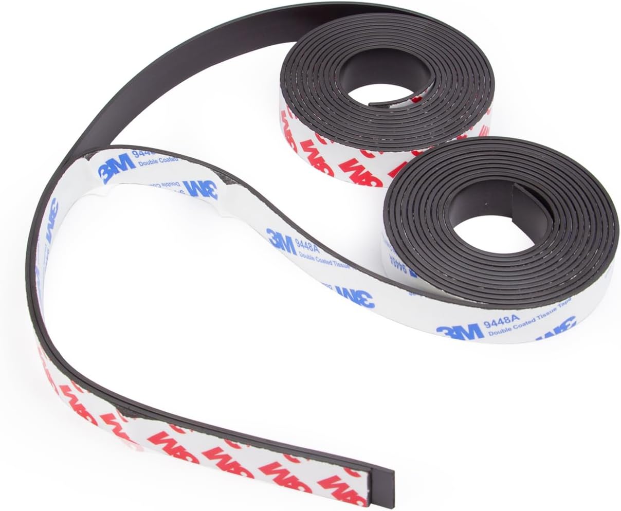 2 Rolls Magnetic Tapes, Flexible Magnet Strips with 3M Adhesive Backing, 10 Feet x 0.5"W Each Roll for DIY, Crafting, and Organizational Projects.