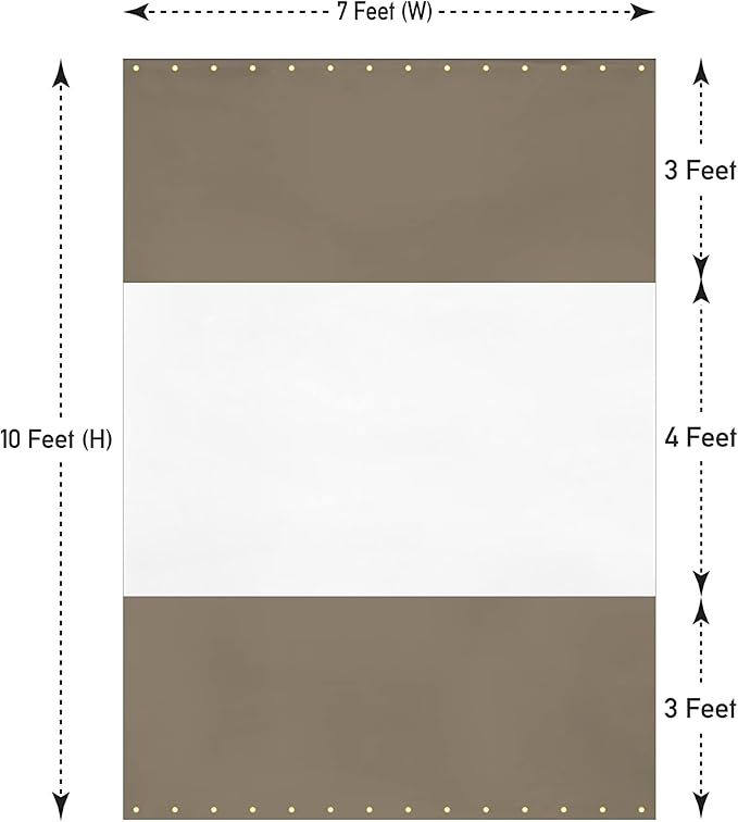 Covers & all Outdoor Clear Panel Curtain, 12 oz Vinyl Outdor Curtains for Patio, Waterproof & Weather Resistant Tarp with Brass Grommets for Pergola, Porch, Gazebos, Balcony (10’ H x 7’ W Feet, Beige)