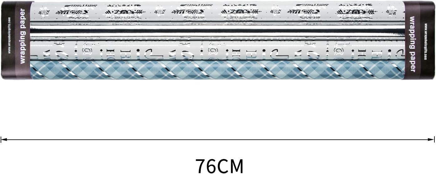 WRAPAHOLIC 30 Inch Christmas Wrapping Paper Roll - Jumbo Roll Blue and Silver Snowflake Holiday Design with Metallic Foil Shine - 4 Rolls - 30 Inch x 120 Inch Per Roll