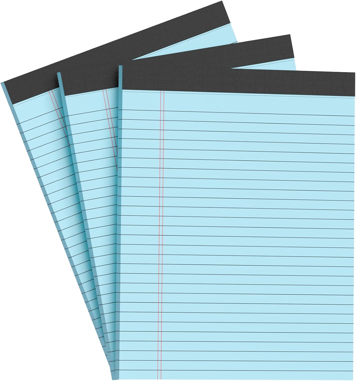 Blue Legal Pad Note Pads 8.5 x 11 inch, Wide Ruled Clear Print Writing Pads 30 Sheets/Pad, 20lb Colored Paper, Perforated Notepad with Sturdy Back (3 Pads Blue)