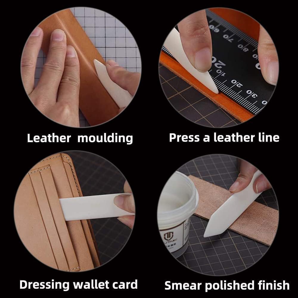 WUTA Genuine Bone Folder Leather Tools Scoring Folding Creasing Origami Paper Creaser Crafting Scrapbooking Tool for DIY Handmade Christmas Gift (2 Packs Arc Shape)