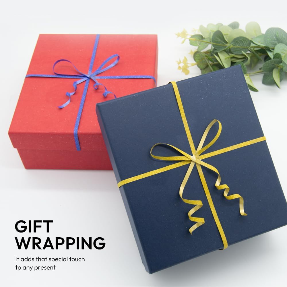 Blue Glitter Curling Ribbon, 1/5" Wide x 500 Yards Christmas Curling Ribbons for Gift Wrapping, Party Decoration, Balloon String, Crafting, Balloon Ribbons for Florist Flower (1 Roll)