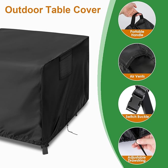 Outdoor Table Cover Square 36 inch Patio Table Cover Waterproof Patio Furniture Covers Rectangular for Outside Small Table and Chair Sets, Fire Pit, Coffee Table, Ottoman -36"L x 36"W x 42"H