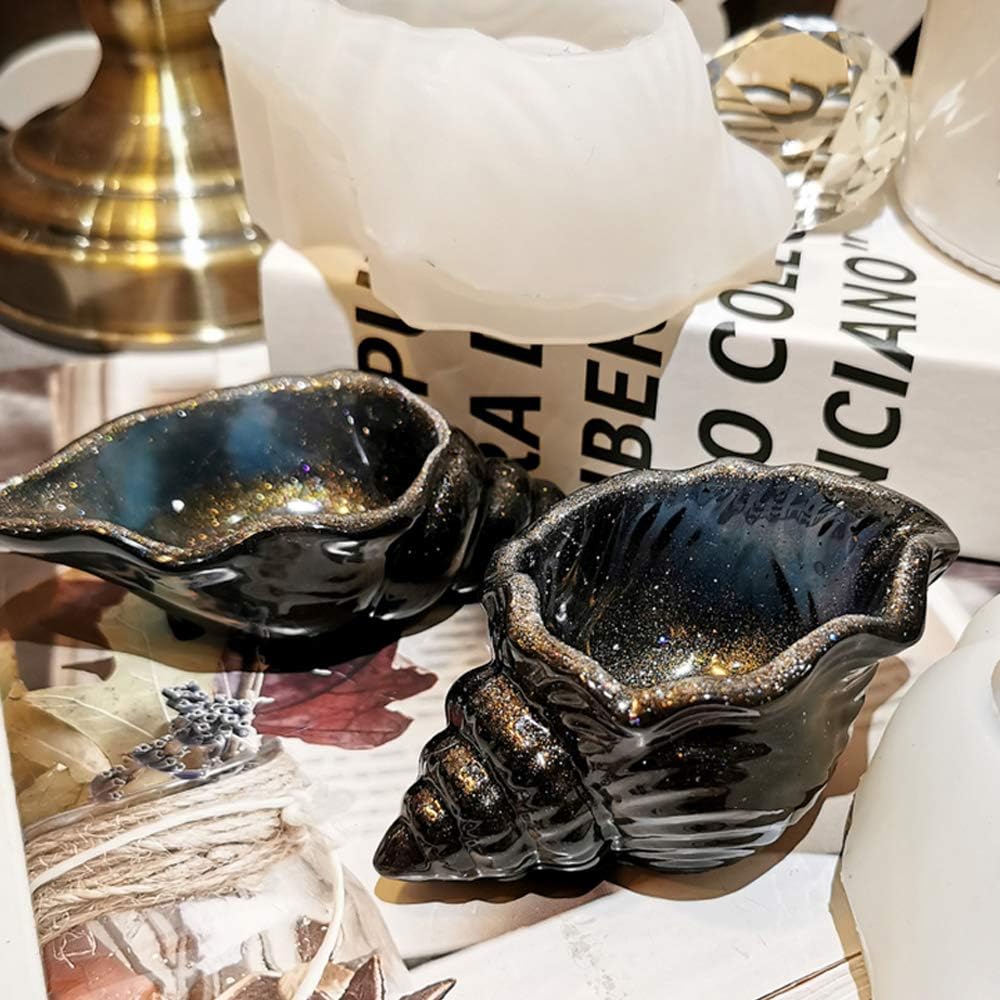 2PCS Silicone Conch Shaped Tray Mold Creative Sea Snail Epoxy Resin Casting Mold for Making Jewelry Tray Dishes Storage Home Decor Resin Crafts Art Supplies Ideal Gift