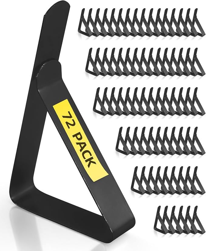 72 Pack Tablecloth Clips - Heavy Duty Picnic Table Clips, Stainless Steel Table Cloth Cover Clamps, Ideal for Restaurant Picnics Party, Black