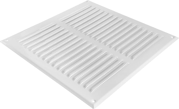 Square Ventilation Grille / 10" x 10" Inch Inside Measurement/White Metal Air Vent Louver - Inside/Outside use / 11.6" x 11.6" Inch Outer Measurement