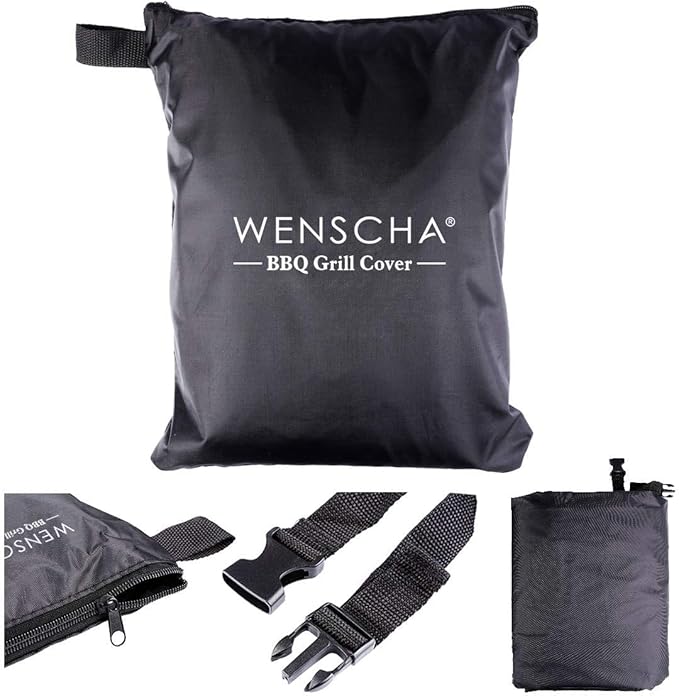 58 Inch BBQ Grill Cover, Wenscha Premium Grill Covers Fully Waterproof, 58x24x48 Inches, UV & Fade & Rip Resistant, Fits Most Brands of Grill - Black