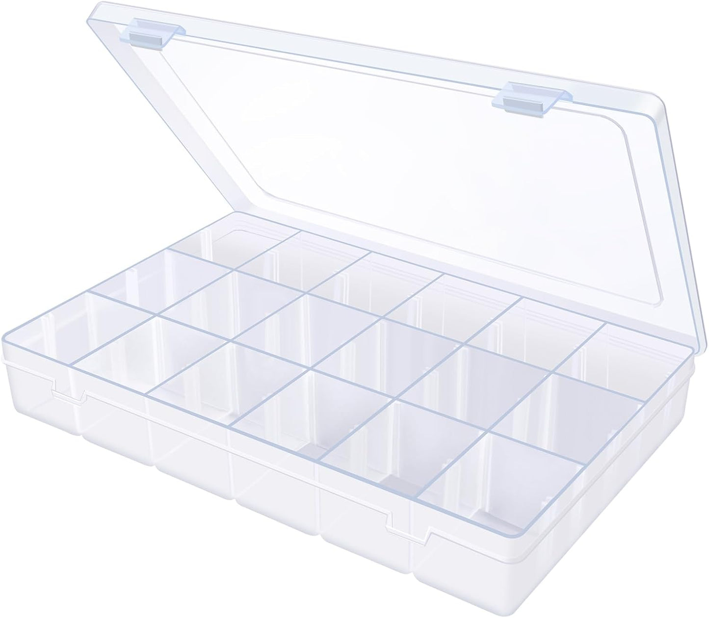 2Pack 24 Grids Craft Organizers and Storage Bead Organizer Tackle Box Organizer with Adjustable Divider, Plastic, Clear