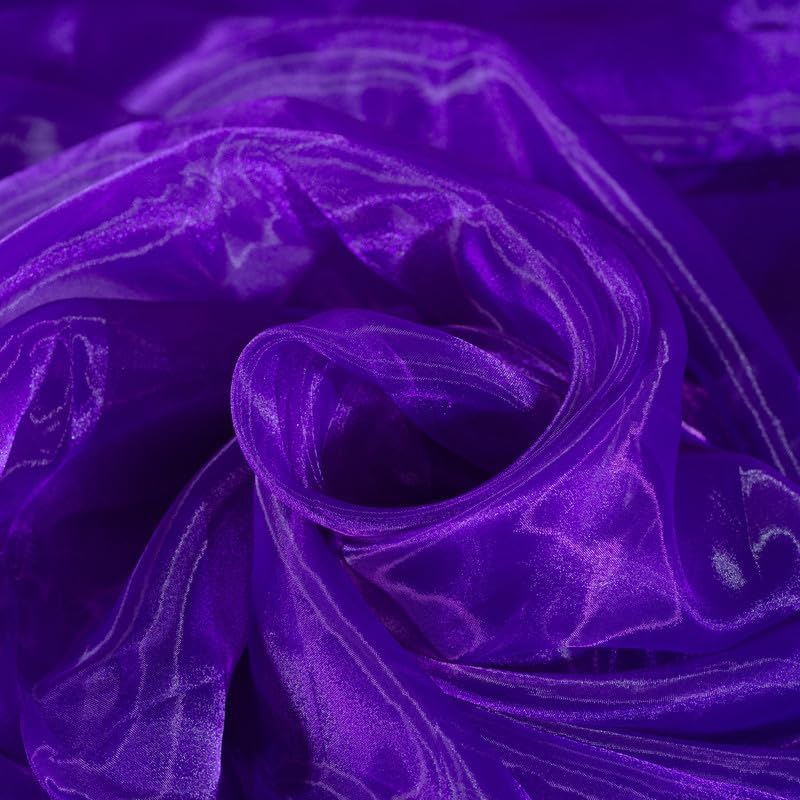 Fynite Cadburry Purple Organza Fabric by The Yard | 20 Yard Long | 44" Wide | Bridal Soft Sheer Organza Tulle for DIY Wedding Dress Fashion Craft Decorations
