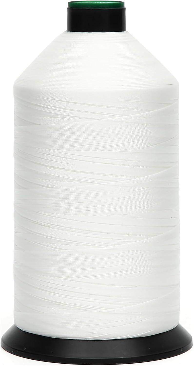 Extra Strong Bonded Nylon Thread #92 Tex90 – 16 OZ, 4200yds, Versatile Stitching Solution for Leather, Upholstery, Canvas Repair and More (White)