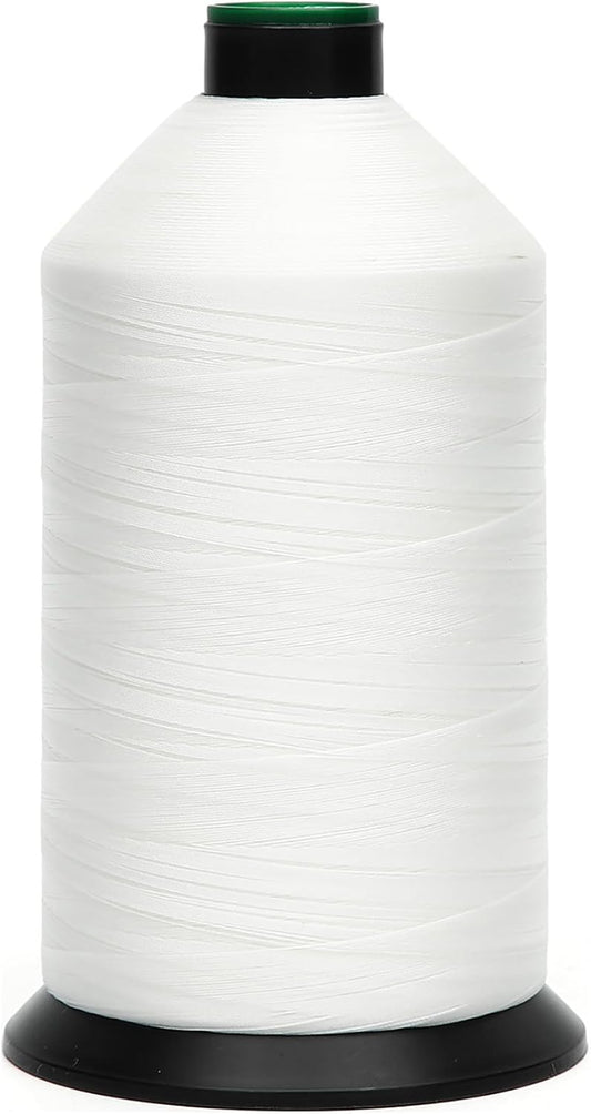 Extra Strong Bonded Nylon Thread #69 Tex70 – 16 OZ, 6000yds, Versatile Stitching Solution for Leather, Upholstery, Canvas Repair and More (White)