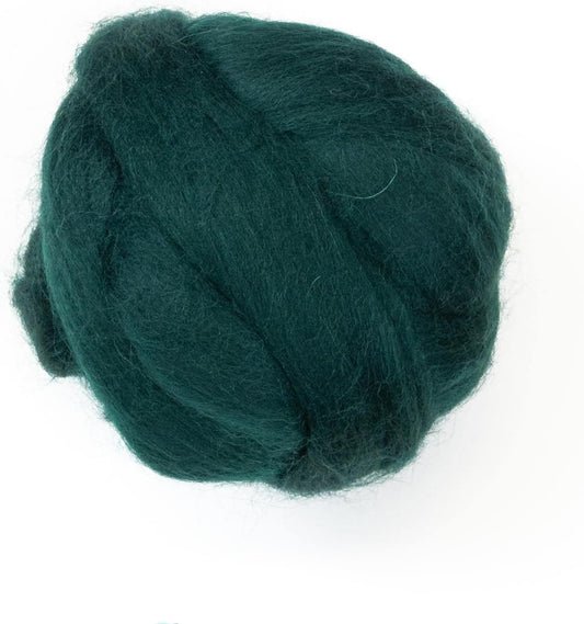 Colored Natural Wool roving, 8 OZ. Best Wool for Needle Felting, Wet Felting, handcrafts and Spinning. (English Green)