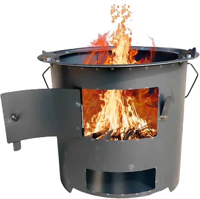 Rocket Stove Camping – Outdoor Wood Burner | Portable Outdoor Cookware With Grill And Tongs, Ideal For Survival, Backpacking, Hiking, RV Travel, Preparedness, Bonfires, Patio, Cooking Advent