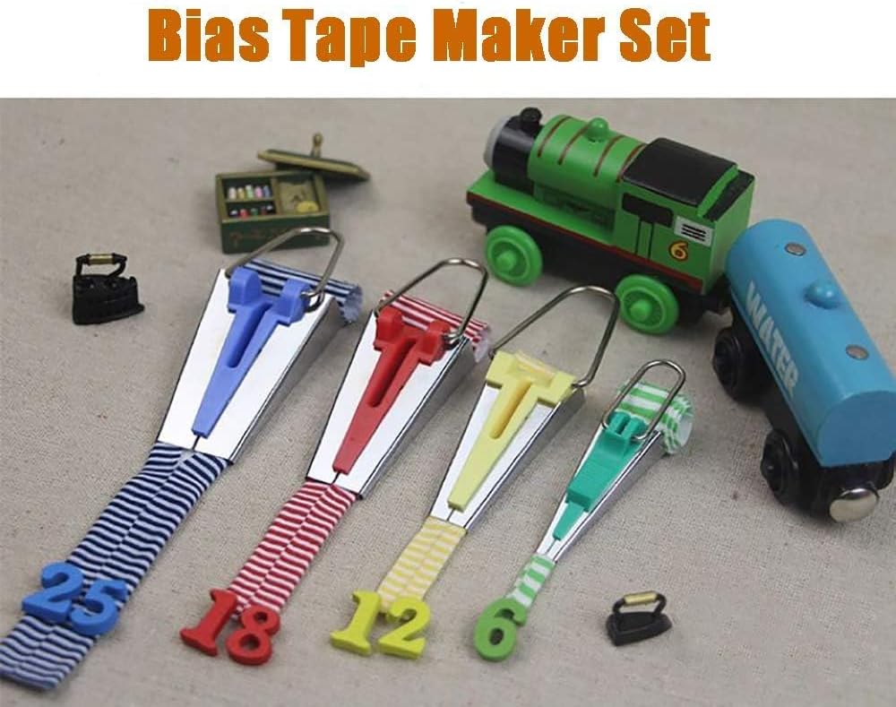 YICBOR Set of 4 Sizes Bias Tape Maker 6mm 12mm 18mm 25mm Fabric Sewing Quilting Bias Binding Maker
