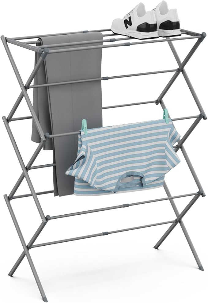 Drying Rack for Laundry, Foldable Clothes Drying Rack, Small Collapsible Dry Rack for Clothes, Use for Indoor & Outdoor Drying Clothes, 40"x29"x14.5" (Grey)