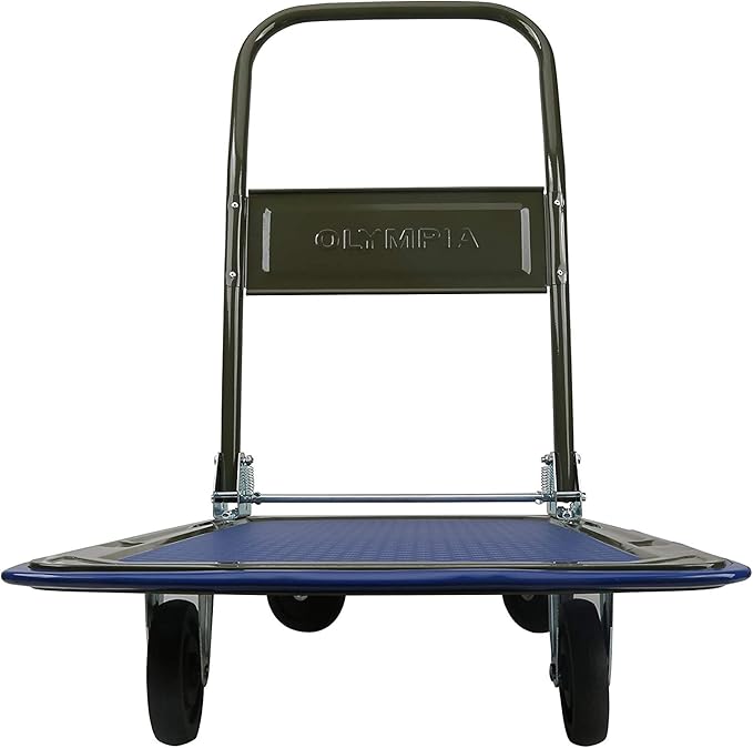 Olympia Tools Foldable Push Cart Dolly - 300 Lb. Capacity Heavy Duty Platform Truck with 360° Swivel Wheels - Black