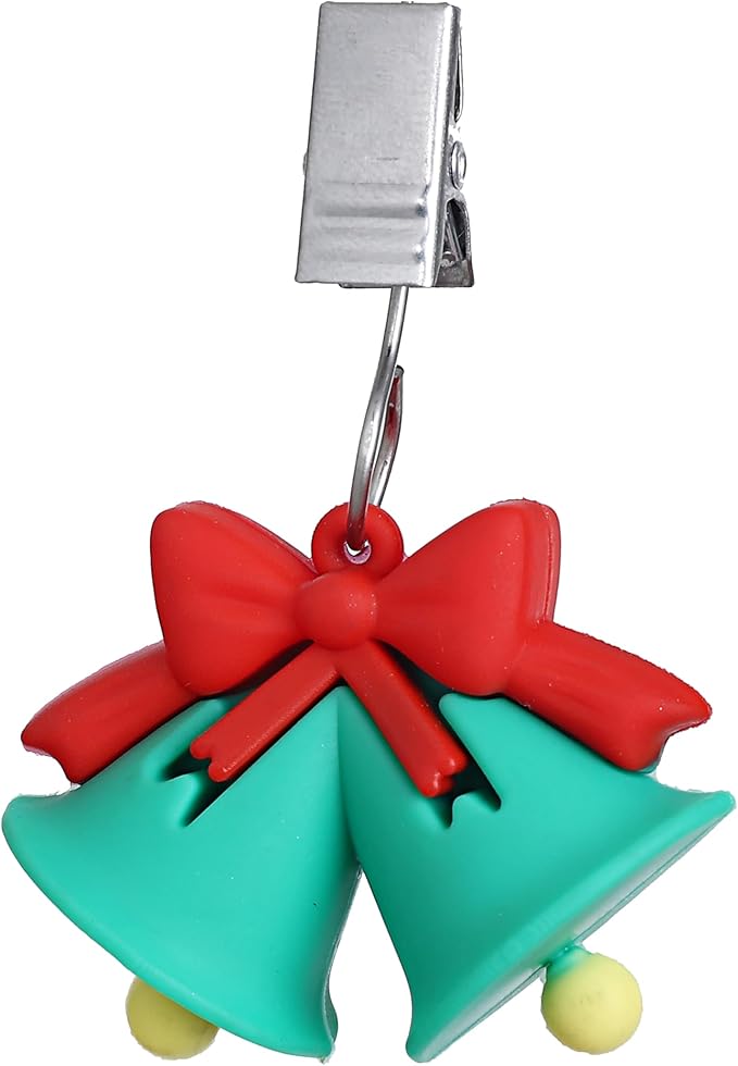 TwoFish Home Set of 4 Xmas Bell Tablecloth Weights Clips Handicraft Xmas Bell Tablecloth Clips Pack of 4