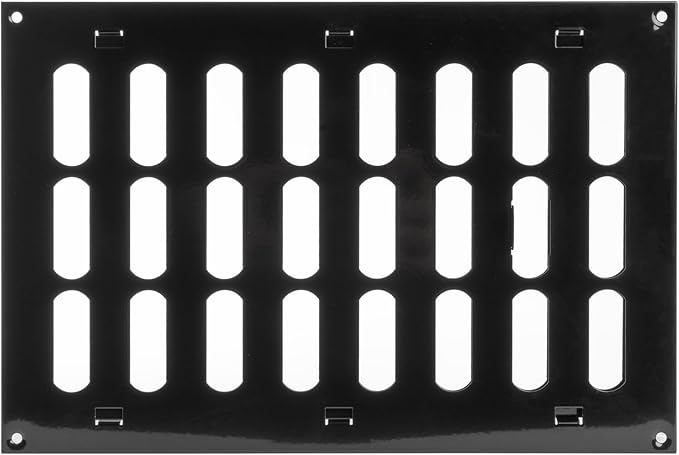 Repa Market 12" x 8" Inch (Outer Dimensions) Black Adjustable Air Vent Cover - Galvanized Steel HVAC Air Vent Register - Heating, Cooling Toe Kick Vent Cover - Wall, Ceiling Return, Intake Air Grille