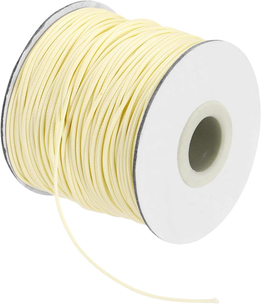 MECCANIXITY Waxed Cord 1mm Waxed Thread 87 Yard Wax String Leather Cord for Bracelet Making, Necklaces, Beading, Jewelry Making and DIY Crafts(Beige)