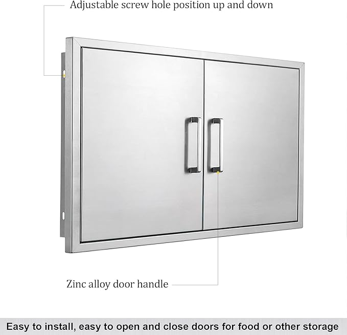 Outdoor Kitchen Door, 33" W21 H Outdoor Kitchen Access Door, Stainless Steel BBQ Double Door, Available for Outdoor Kitchen Island or Outdoor Kitchen