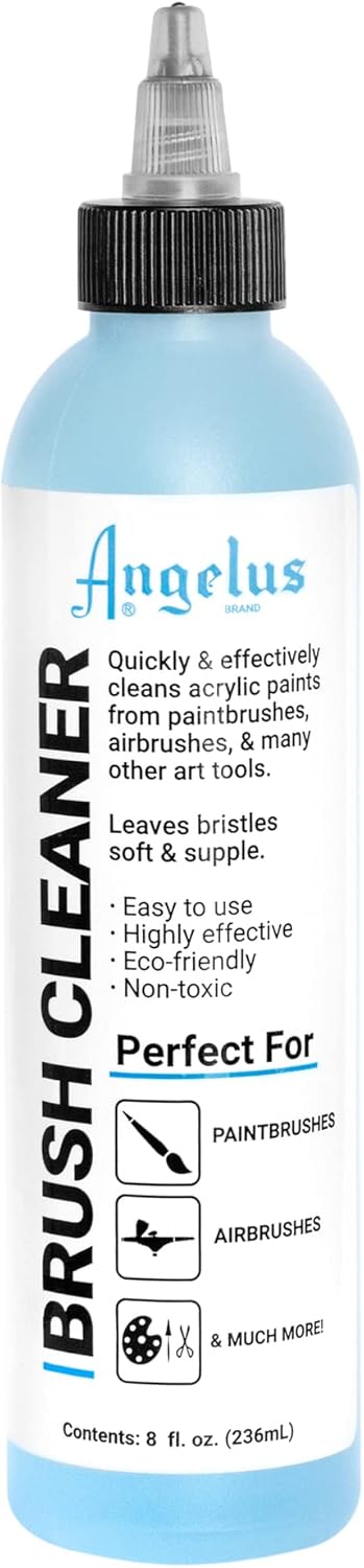 Angelus Brush Cleaner – Fast-Acting Cleaner for Brushes, Airbrushes & Art Tools – Effectively Removes Dried Acrylic, Oil, and Water-Based Paints, 8 ounces