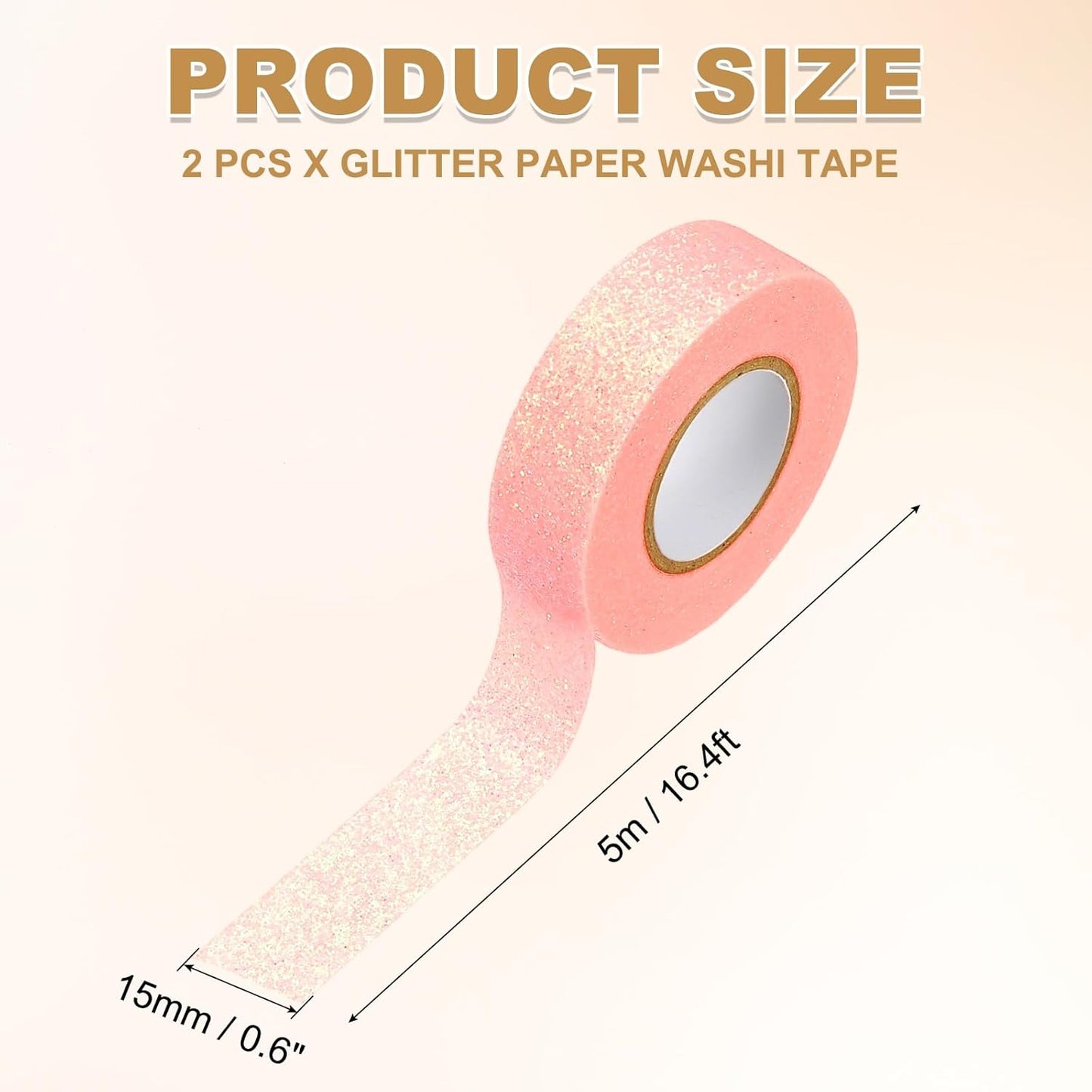 PATIKIL 2 Roll Glitter Paper Washi Tape, Washi Decorative Tape for Crafts, Pink