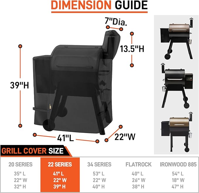 Arcedo Pellet Grill Cover Compatible with Traeger Pro 22 Series - Waterproof Outdoor Wood BBQ Smoker Covers for Century 22, Eastwood 22, Pro 575, Lil' Tex Elite 22, Heavy Duty Grilling Protector