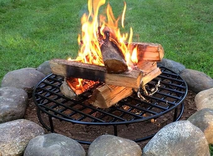 Walden Backyards Round Fire Pit Grate - High Temperature Heavy Duty Steel Above Ground Firegrate for Outdoor Pits and Campfire - 24”