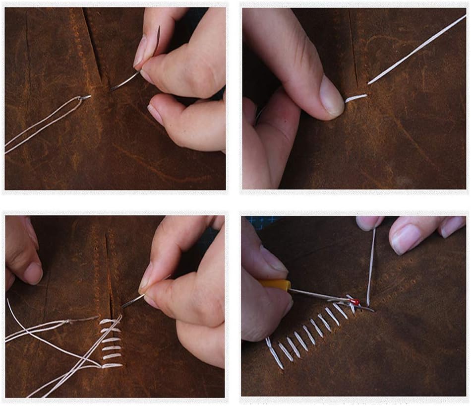 284 Yards Waxed Thread, 210D Heavy Duty Upholstery Wax Thread for Leather Sewing, 0.8mm Flat Waxed Linen Cord for Bookbinding/Shoe Repairing/Leather Projects