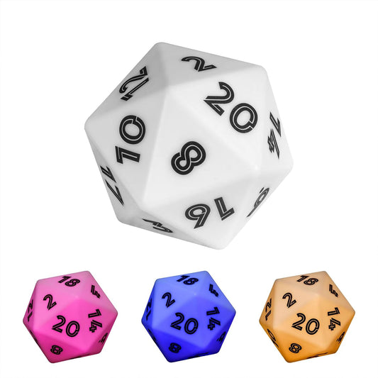 86mm Large D20 Dice DND LED 20 Sided Dice Color Changing, 3-Color Lights, for D&D Role Playing Games (White)