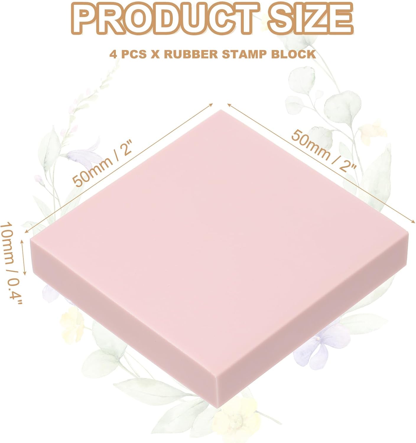 PATIKIL 4Pcs 2X2" Rubber Carving Blocks, Soft Linoleum Art Carving Block Square Crafts Stamp Making for Printmaking Stamps Carving Supplies, Pink