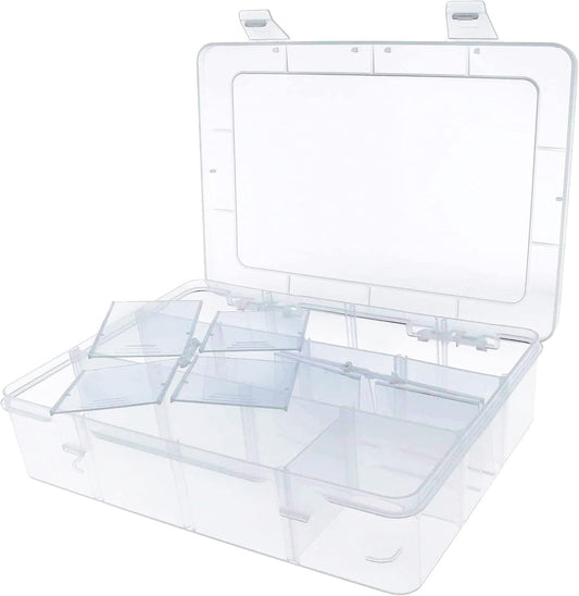Xiaoyztan Clear Plastic Organizer, 12 Grids with Adjustable Dividers, Jewelry Box Bead Storage Container for Small Parts, Fishing Tackle, DIY Crafts, and Earrings