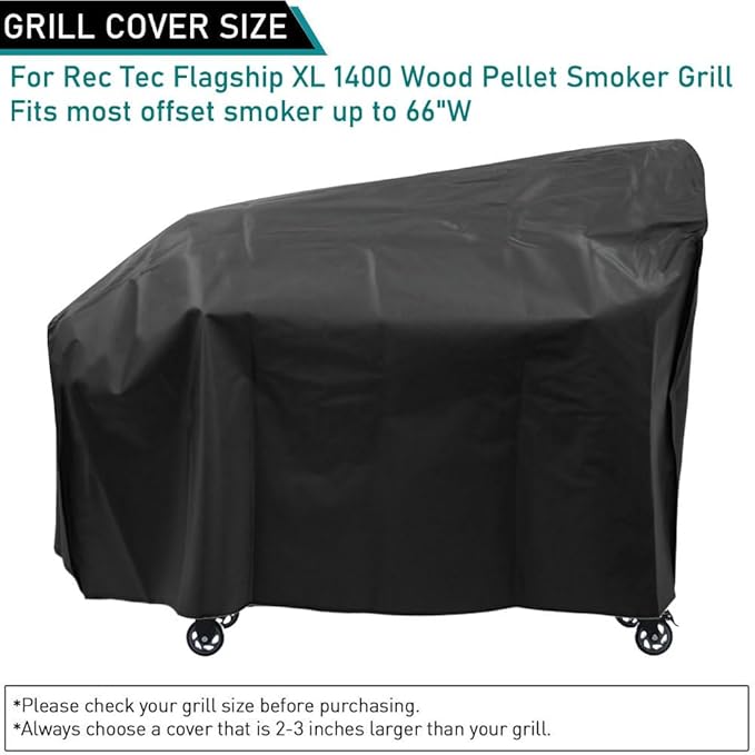 ZJYWSCH Grill Cover for Offset Smoker for Rec Tec Flagship XL 1400 Pellet Smoker Cover Outdoor Waterproof for RecTec RT-1400 Flagship 1400 Wood Pellet Grill Cover Heavy Duty