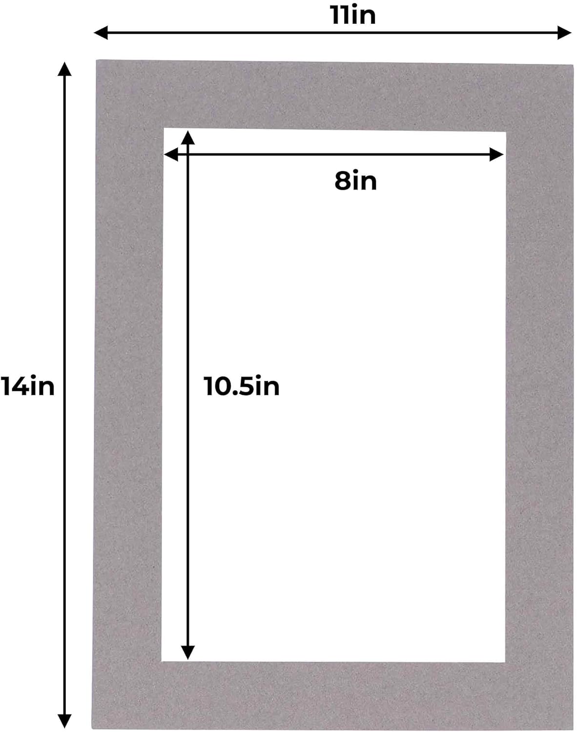 11x14 Mat for 8.5x11 Photo - Precut Charcoal Picture Matboard for Frames 11 x 14 Inches - Bevel Cut Matte to Display Art 8.5 x 11 Inches - Acid Free Pack of 10 MATS with Backing Boards & Clear Bags