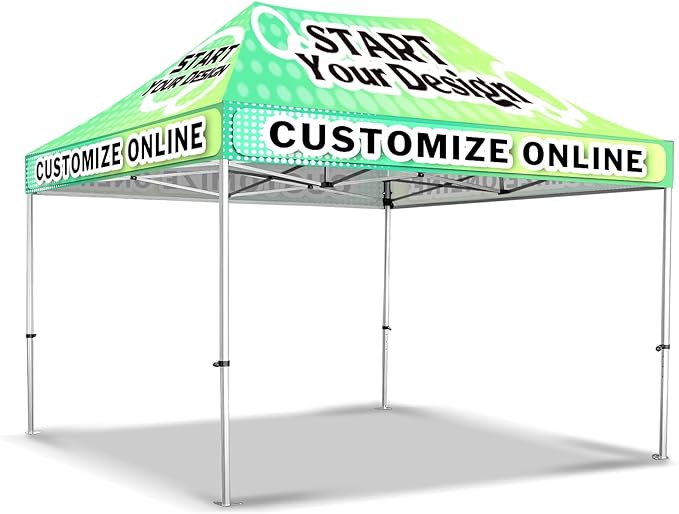 10x15FT Custom Pop Up Canopy Tent with Logo Personalized Trade Show & Event Heavy Duty Aluminum Folding Canopy Tent for Outdoor Markets, Business Branding Advertising