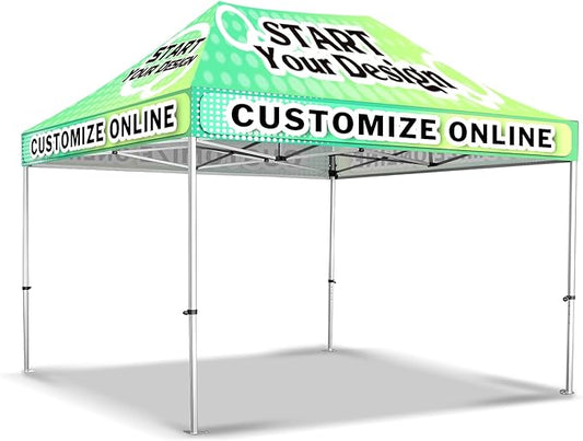 10x15FT Custom Pop Up Canopy Tent with Logo Personalized Trade Show & Event Heavy Duty Aluminum Folding Canopy Tent for Outdoor Markets, Business Branding Advertising