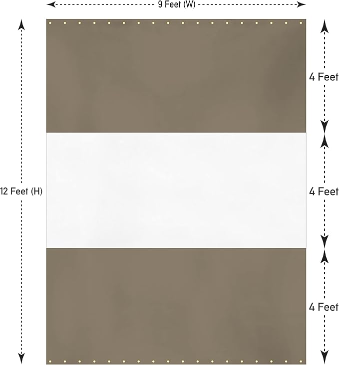 Covers & All Outdoor Clear Panel Curtain, 12 oz Vinyl Outdoor Curtains for Patio, Weather Resistant Waterproof Tarp with Brass Grommets for Pergola, Porch, Gazebos, Balcony (12'H x 9'W Feet, Beige)